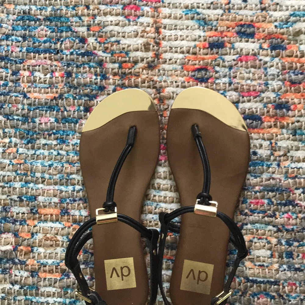 Black and gold sandals